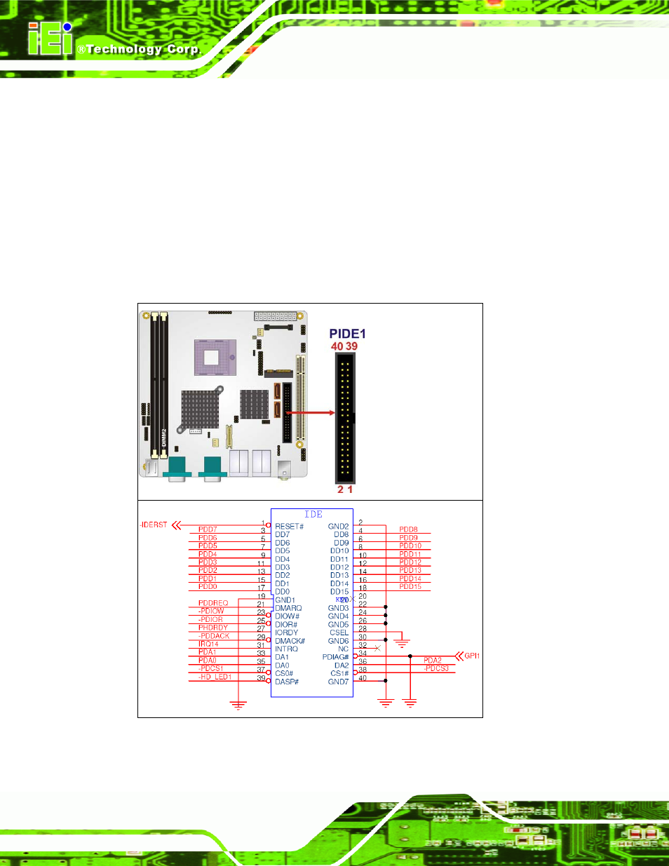 8 ide connector, Figure 4-9: ide device connector location | IEI Integration KINO-9652 v1.00 User Manual | Page 74 / 269