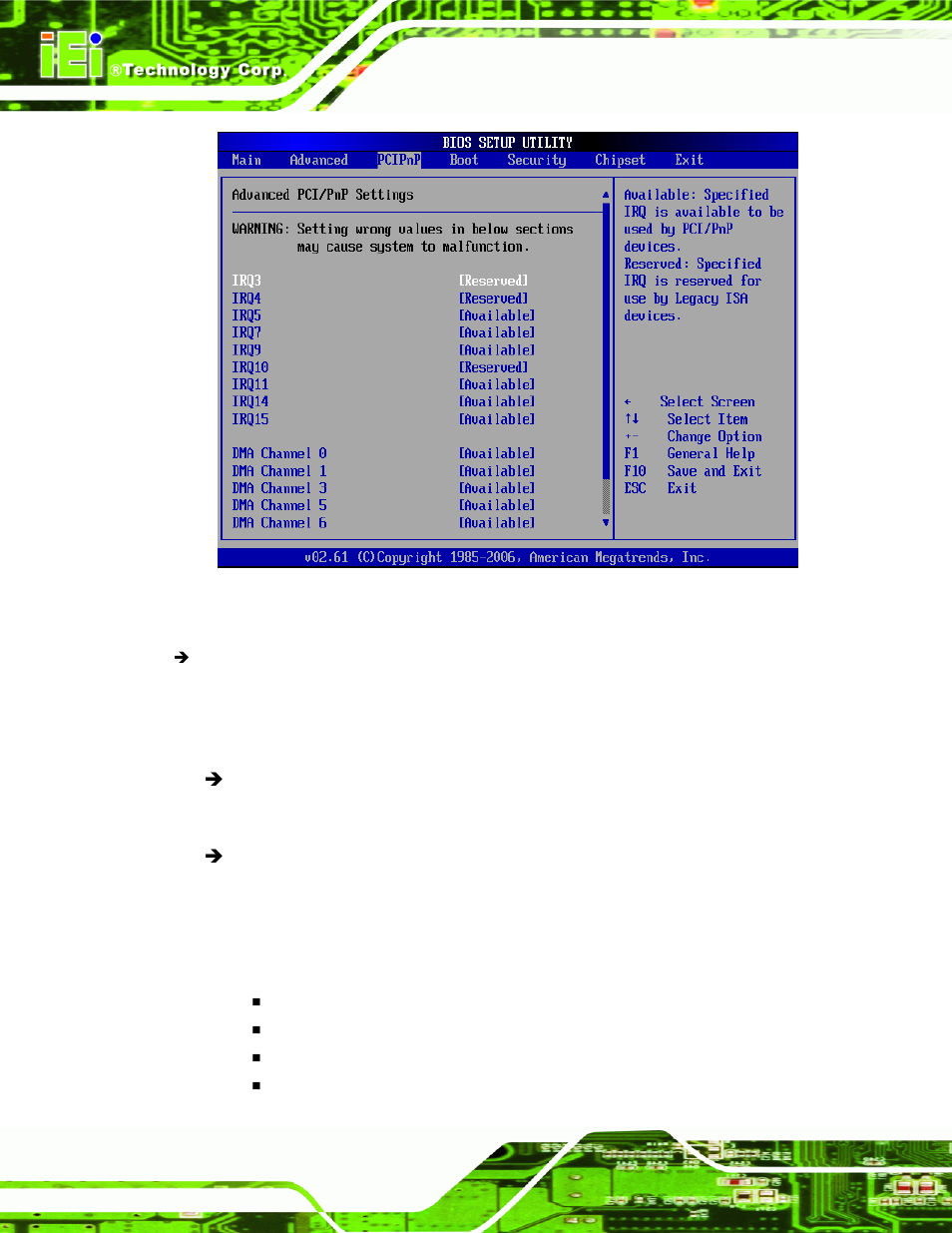 Menu 17: pci/pnp configuration | IEI Integration KINO-9652 v1.11 User Manual | Page 154 / 264
