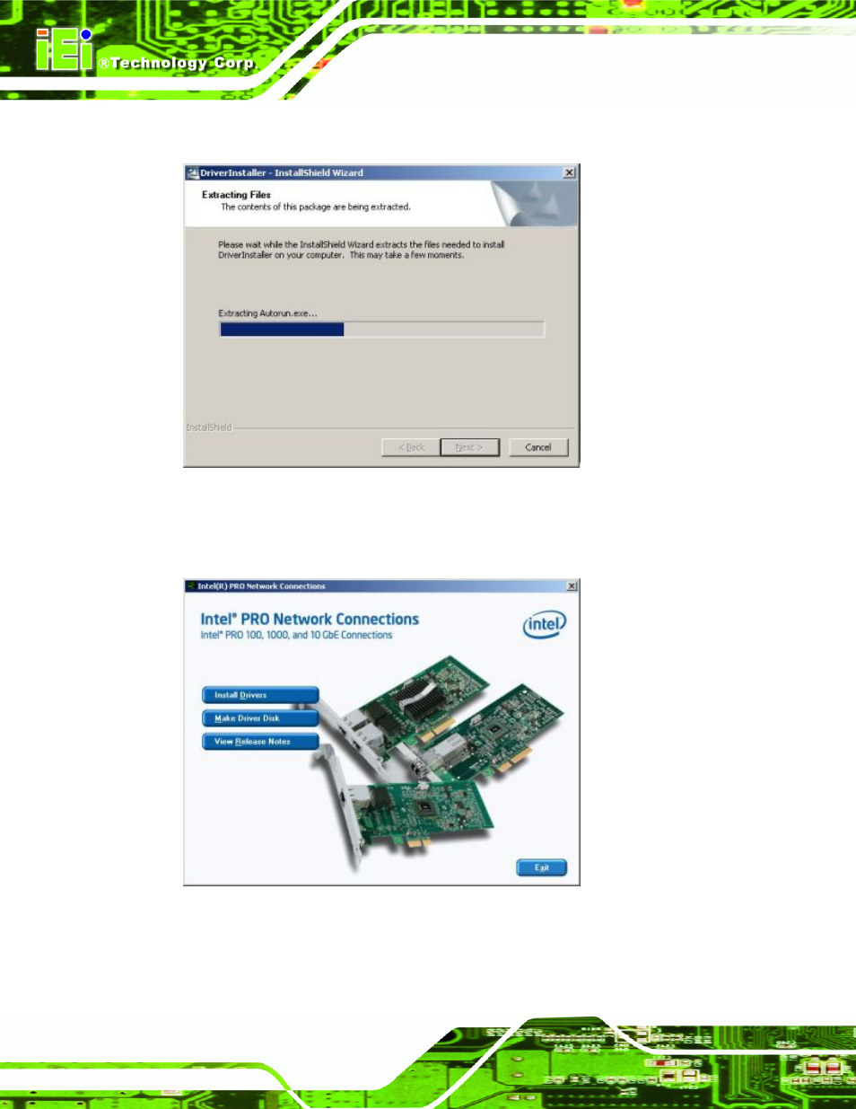 Figure 7-37: intel® pro network connections window | IEI Integration KINO-9652 v1.11 User Manual | Page 196 / 264
