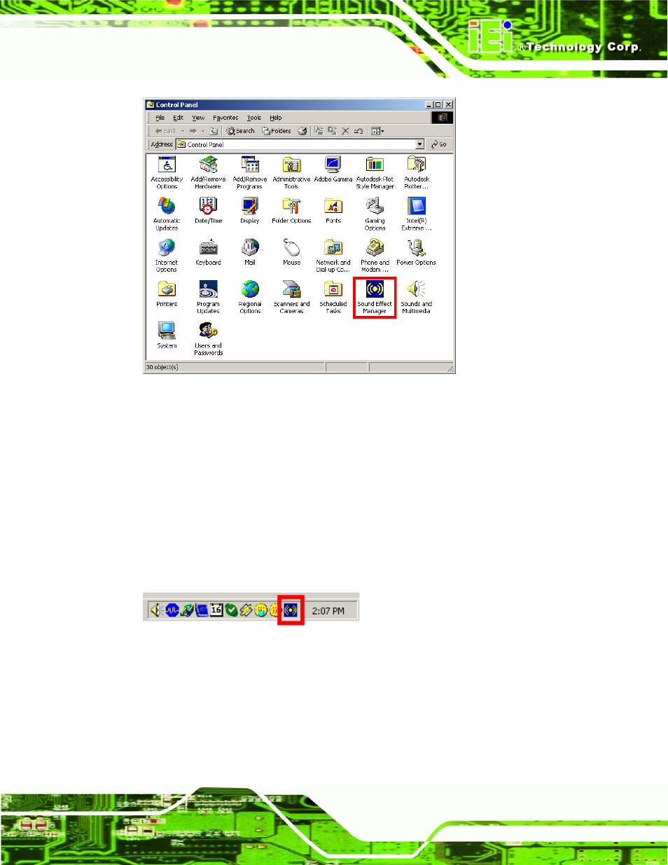 H.2.2 sound effect manager configuration options, H.2 s, Ound | Ffect, Onfiguration, H.2.1 accessing the sound effects manager, H.2 sound effect configuration | IEI Integration KINO-9652 v1.11 User Manual | Page 255 / 264