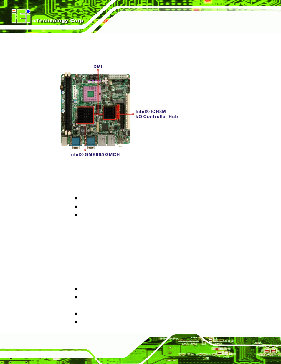 6 intel® ich8me i/o controller hub, 1 intel® ich8me overview, Ntel | Ich8me i/o c, Ontroller, 1 intel, Ich8me overview, Figure 2-7: dmi chip-to-chip connection, 6 intel, Ich8me i/o controller hub | IEI Integration KINO-9652 v1.11 User Manual | Page 38 / 264