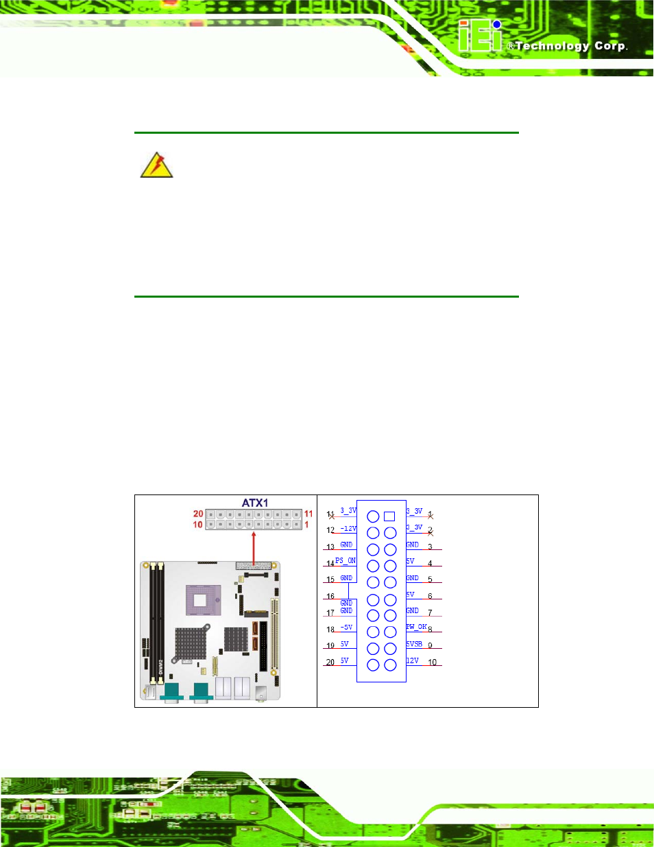 3 atx power connector, Figure 4-4: atx power connector pinout locations | IEI Integration KINO-9652 v1.11 User Manual | Page 65 / 264
