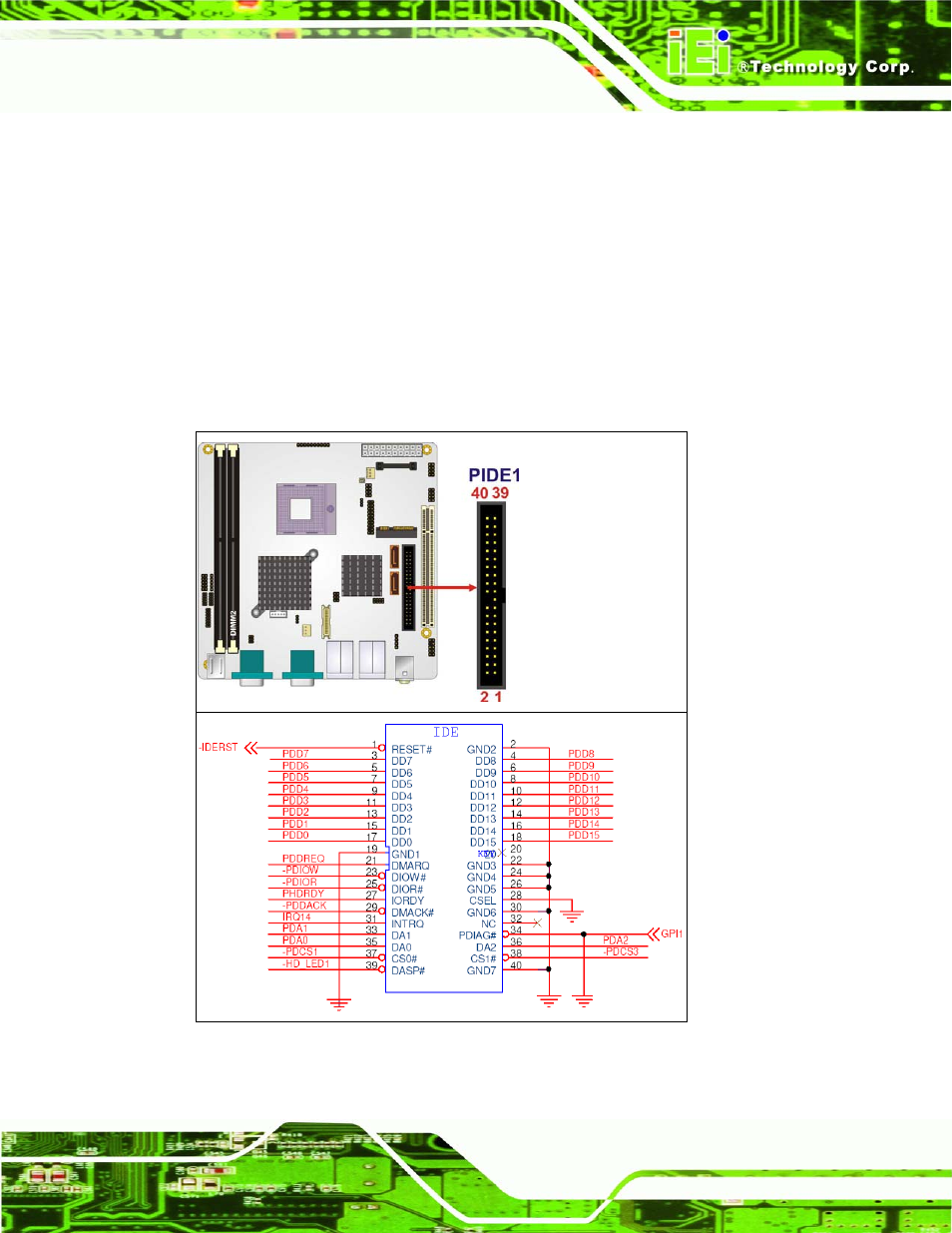 8 ide connector, Figure 4-9: ide device connector location | IEI Integration KINO-9652 v1.11 User Manual | Page 73 / 264