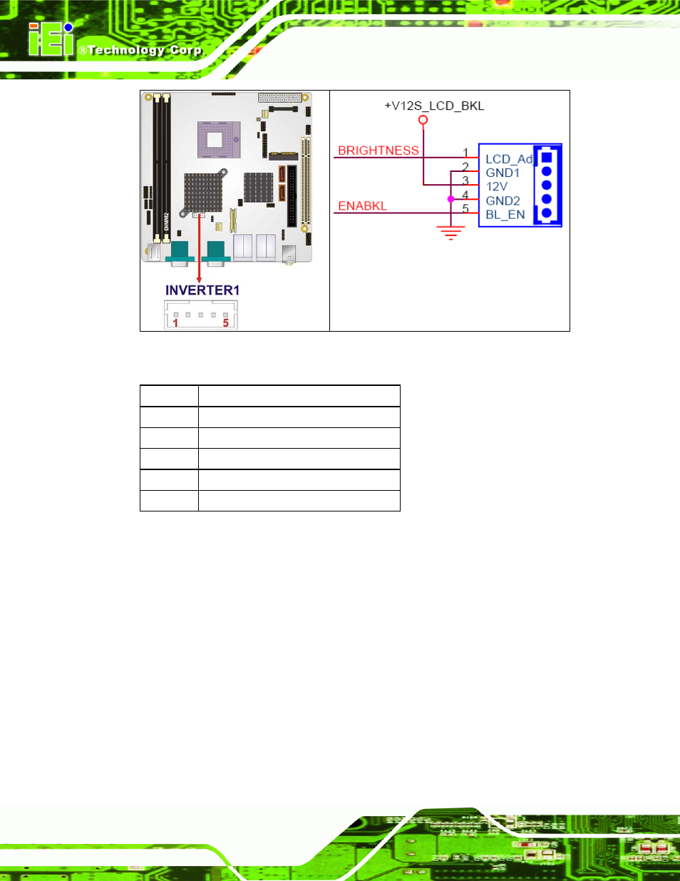 11 lvds lcd connector, Figure 4-11: lcd backlight connector location, Table 4-12: lcd backlight connector pinouts | Figure 4-11, Table 4-12 | IEI Integration KINO-9652 v1.11 User Manual | Page 76 / 264