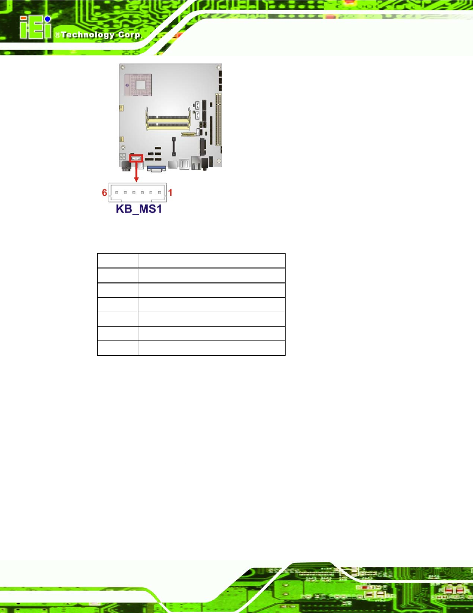 8 lvds lcd connector, Figure 3-8: keyboard/mouse connector location, Table 3-9: keyboard/mouse connector pinouts | Kino-gm45a mini-itx sbc page 24 | IEI Integration KINO-GM45A User Manual | Page 36 / 129