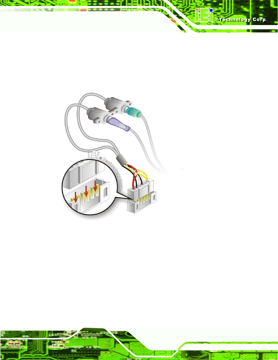Figure 4-12: keyboard/mouse y-cable connection | IEI Integration KINO-GM45A User Manual | Page 71 / 129