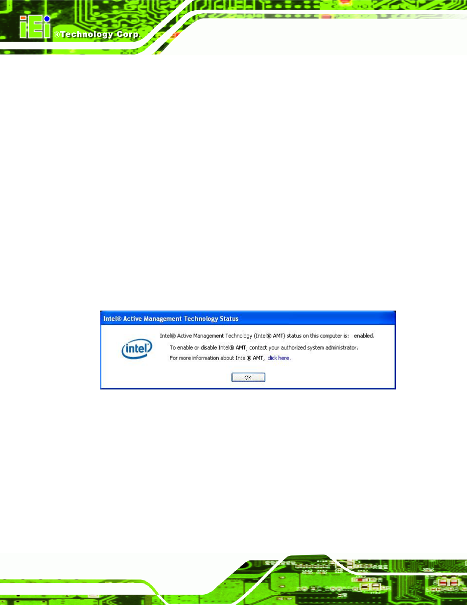 A.1 intel® amt setup procedure, A.2 intel® management engine bios extension, A.1 intel | Amt setup procedure, A.2 intel, Management engine bios extension | IEI Integration KINO-QM57A User Manual | Page 116 / 164