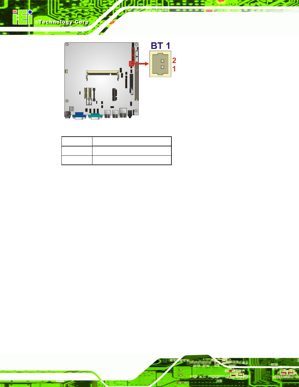 4 digital i/o connector, Figure 3-4: battery connector location, Table 3-5: battery connector pinouts | IEI Integration KINO-945GSE2 User Manual | Page 34 / 150