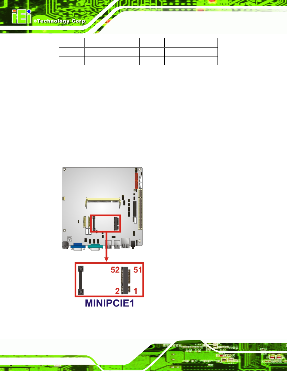 13 pcie mini card slot, Figure 3-14: pcie mini card slot location, Table 3-14: parallel port connector pinouts | IEI Integration KINO-945GSE2 User Manual | Page 44 / 150