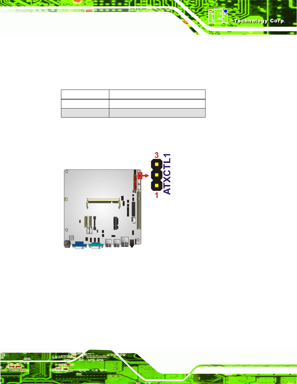 2 clear cmos jumper, Figure 4-2: at/atx power selection jumper location, Table 4-2: at/atx power selection jumper settings | IEI Integration KINO-945GSE2 User Manual | Page 65 / 150