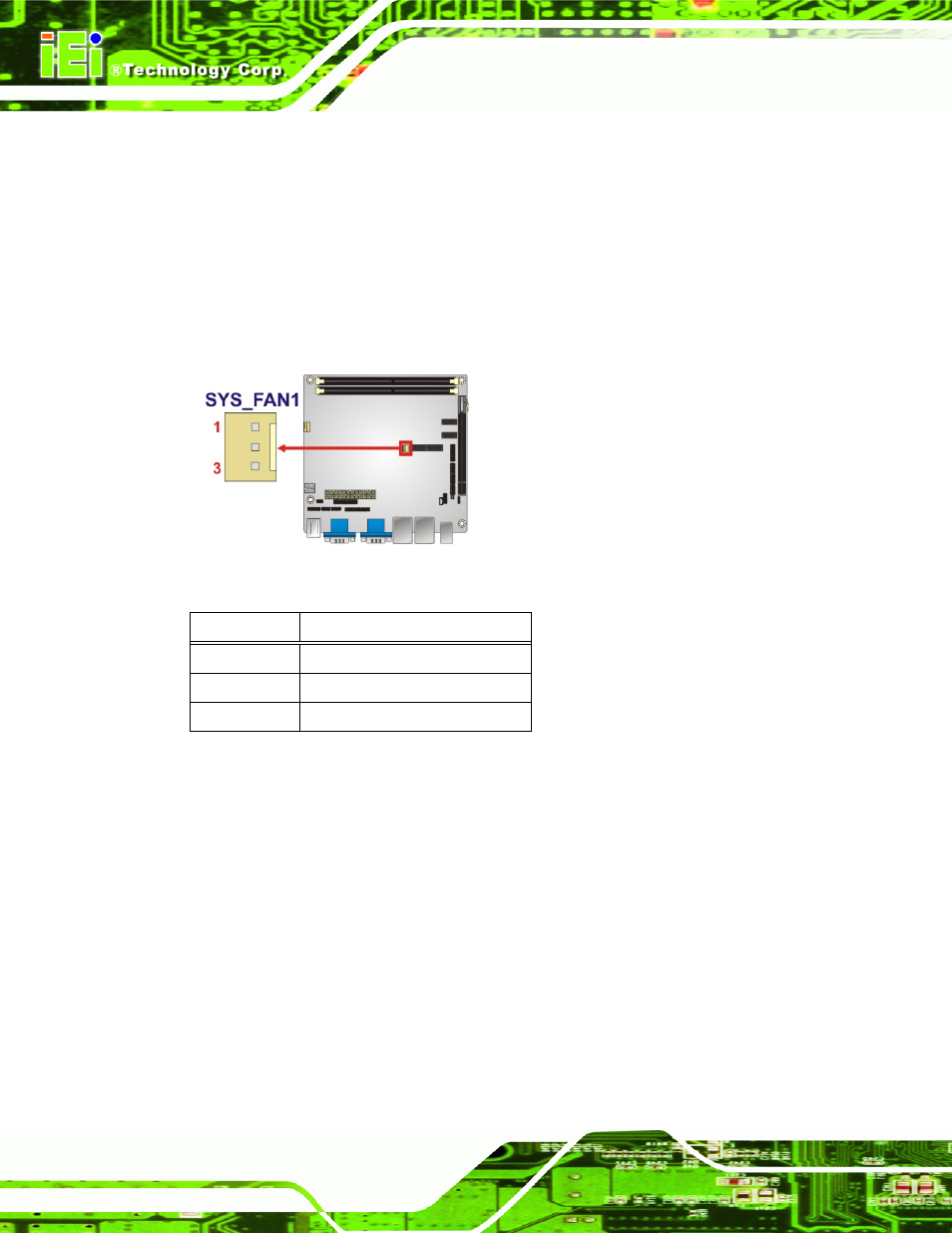 3 system fan connector, 4 cpu power input connector, Figure 3-4: cpu fan connector location | Table 3-5: cpu fan connector pinouts | IEI Integration KINO-G410 v1.03 User Manual | Page 30 / 148