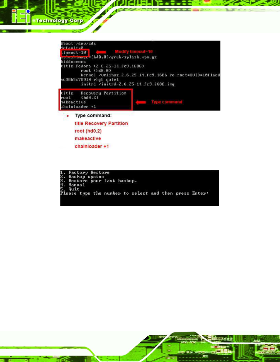 C.4 recovery tool functions, Ecovery, Unctions | Figure c-25: recovery tool menu, C.4 re c o ve ry to o l fu n c tio n s | IEI Integration KINO-G410 v2.00 User Manual | Page 134 / 151
