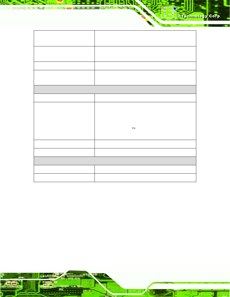Table 1-1: technical specifications | IEI Integration KINO-G410 v2.00 User Manual | Page 19 / 151