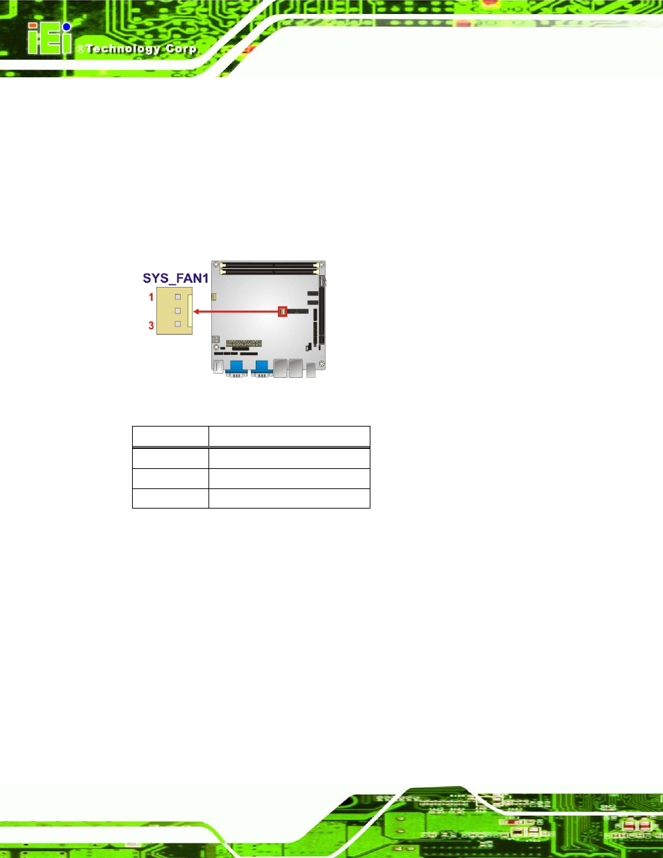 3 system fan connector, 4 cpu power input connector, Figure 3-4: cpu fan connector location | Table 3-5: cpu fan connector pinouts | IEI Integration KINO-G410 v2.00 User Manual | Page 30 / 151