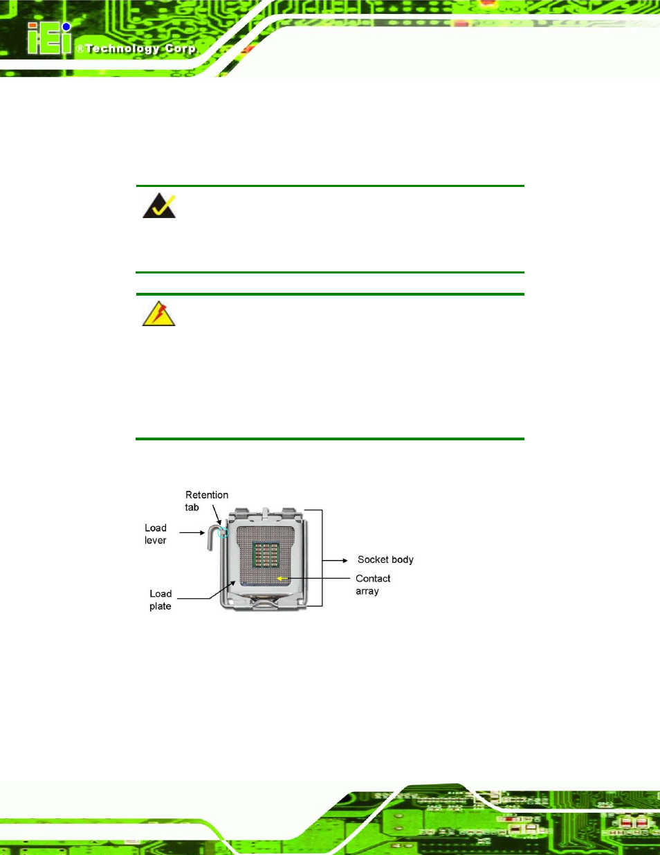 3 basic installation, 1 cpu installation, Asic | Nstallation, Figure 4-1: intel lga775 socket, 3 ba s ic in s ta lla tio n | IEI Integration KINO-G410 v2.00 User Manual | Page 50 / 151
