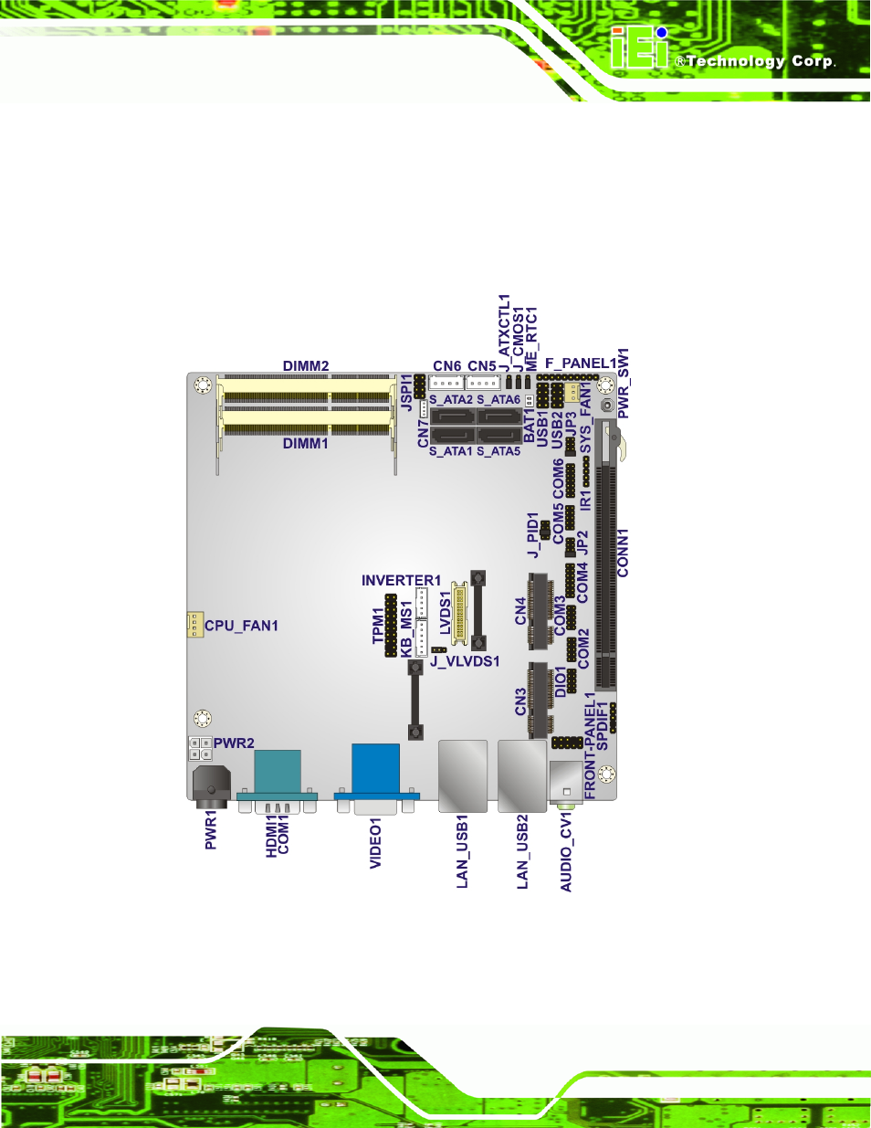 1 peripheral interface connectors, 1 kino-hm551 layout, Eripheral | Nterface, Onnectors, Figure 3-1: connector and jumper locations | IEI Integration KINO-HM551 User Manual | Page 27 / 151