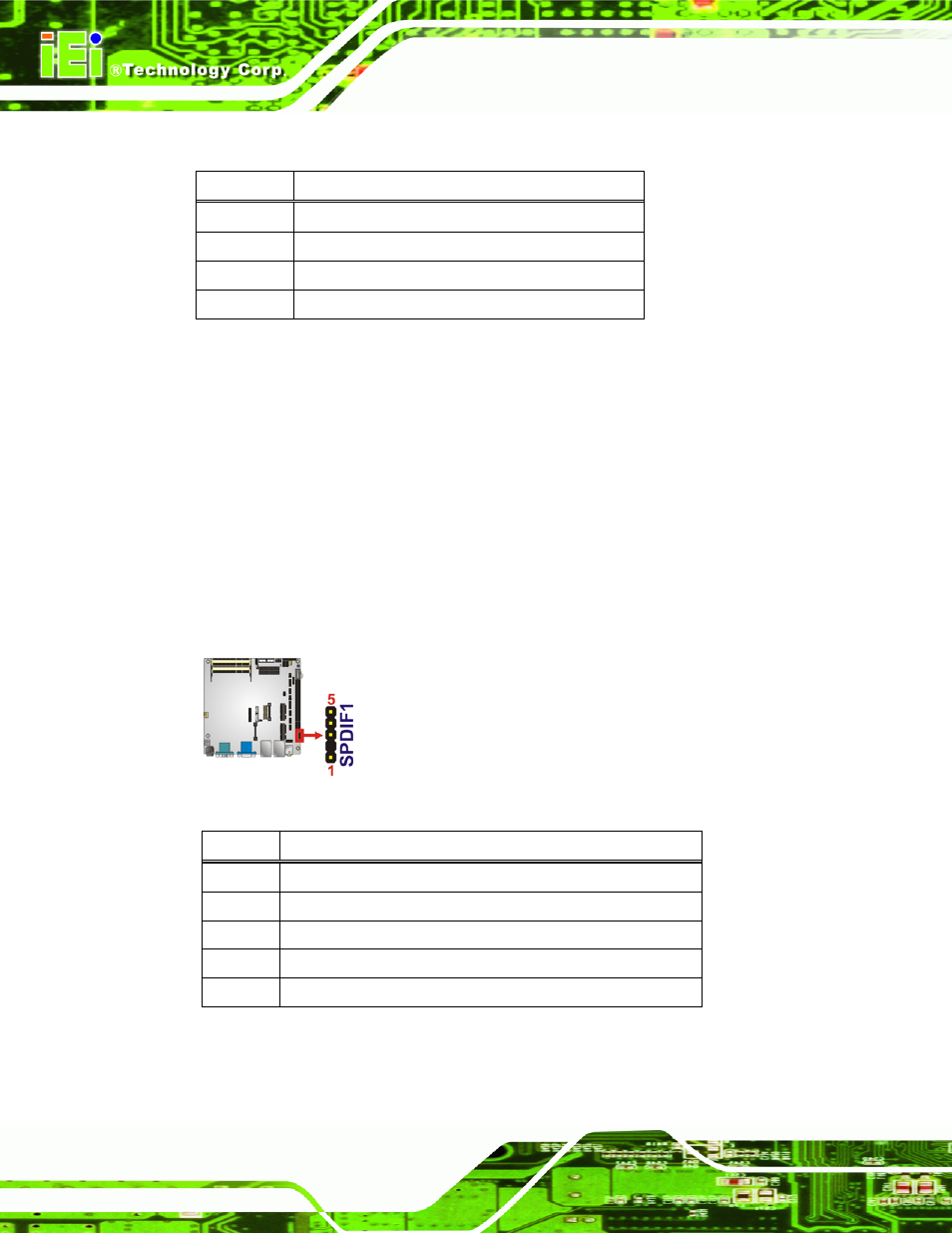 18 spdif connector, Figure 3-18: smbus connector pinout locations, Figure 3-19: spdif connector pinout locations | Table 3-19: smbus connector pinouts, Table 3-20: spdif connector pinouts | IEI Integration KINO-HM551 User Manual | Page 44 / 151