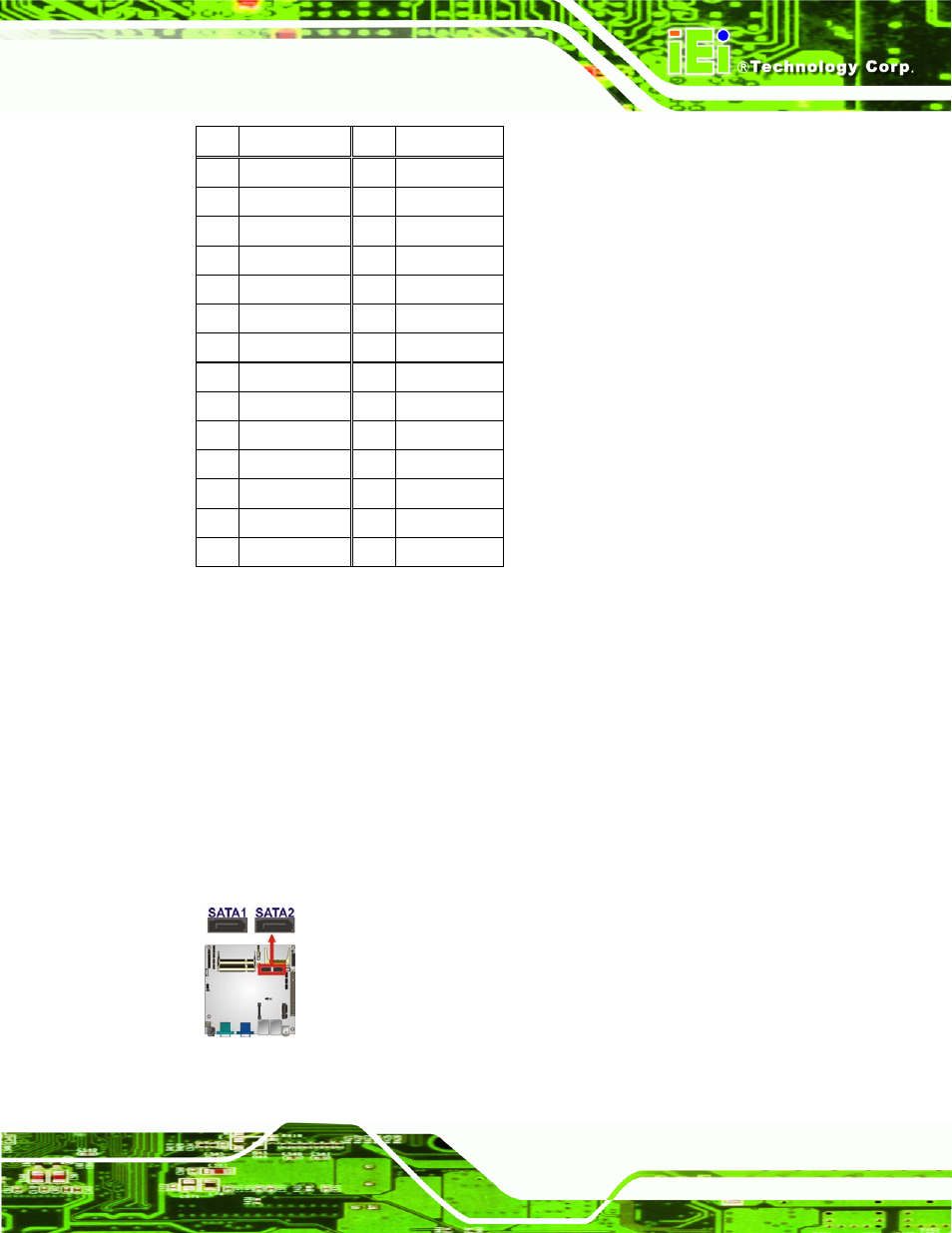 10 sata drive connectors, Figure 3-12: sata drive connector locations, Table 3-11: pcie mini card slot pinouts | Ble 3-11 | IEI Integration KINO-PVN-D4251_D5251 User Manual | Page 39 / 146