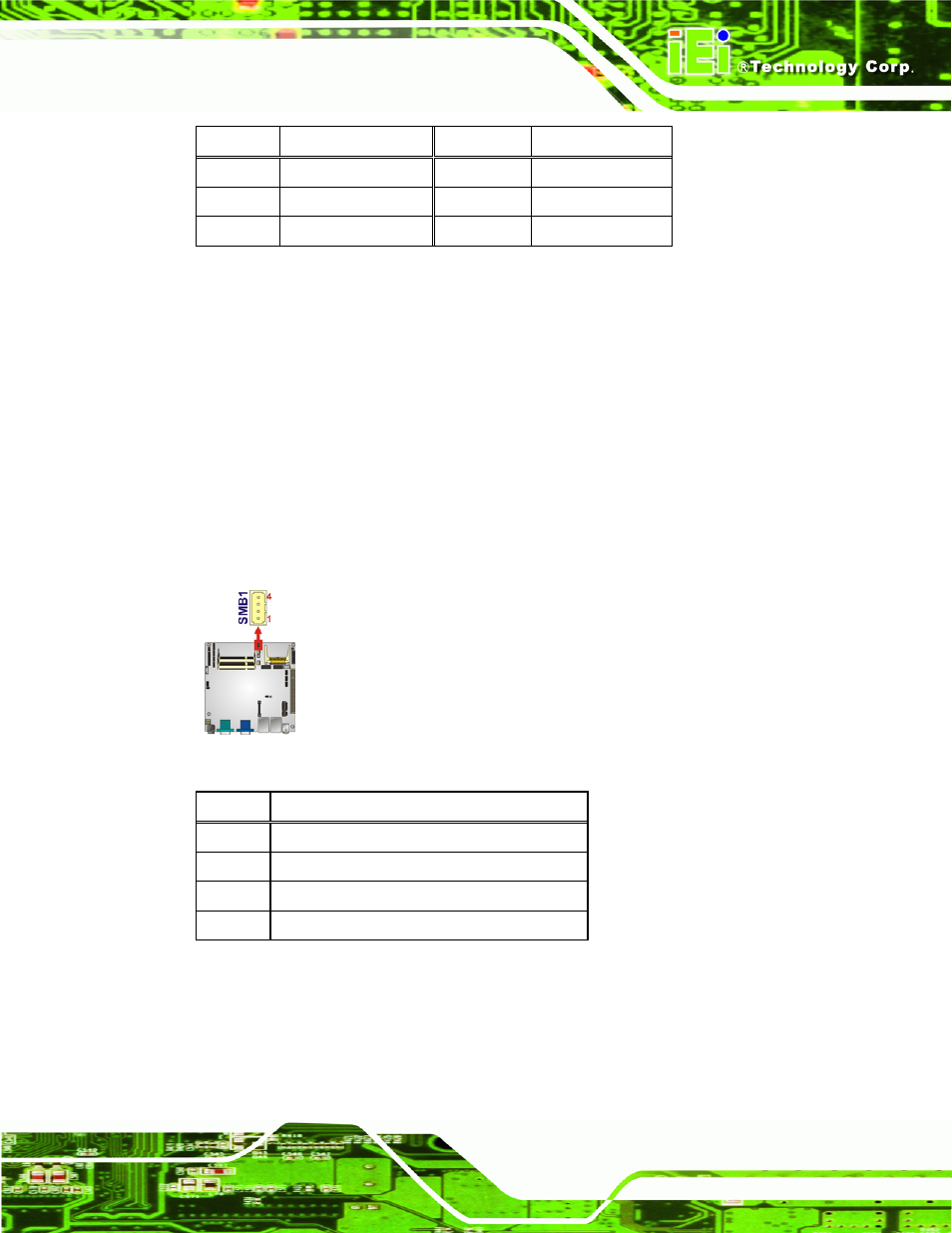 14 smbus connector, Figure 3-18: smbus connector locations, Table 3-16: serial port (com2) connector pinouts | Table 3-17: smbus connector pinouts | IEI Integration KINO-PVN-D4251_D5251 User Manual | Page 43 / 146