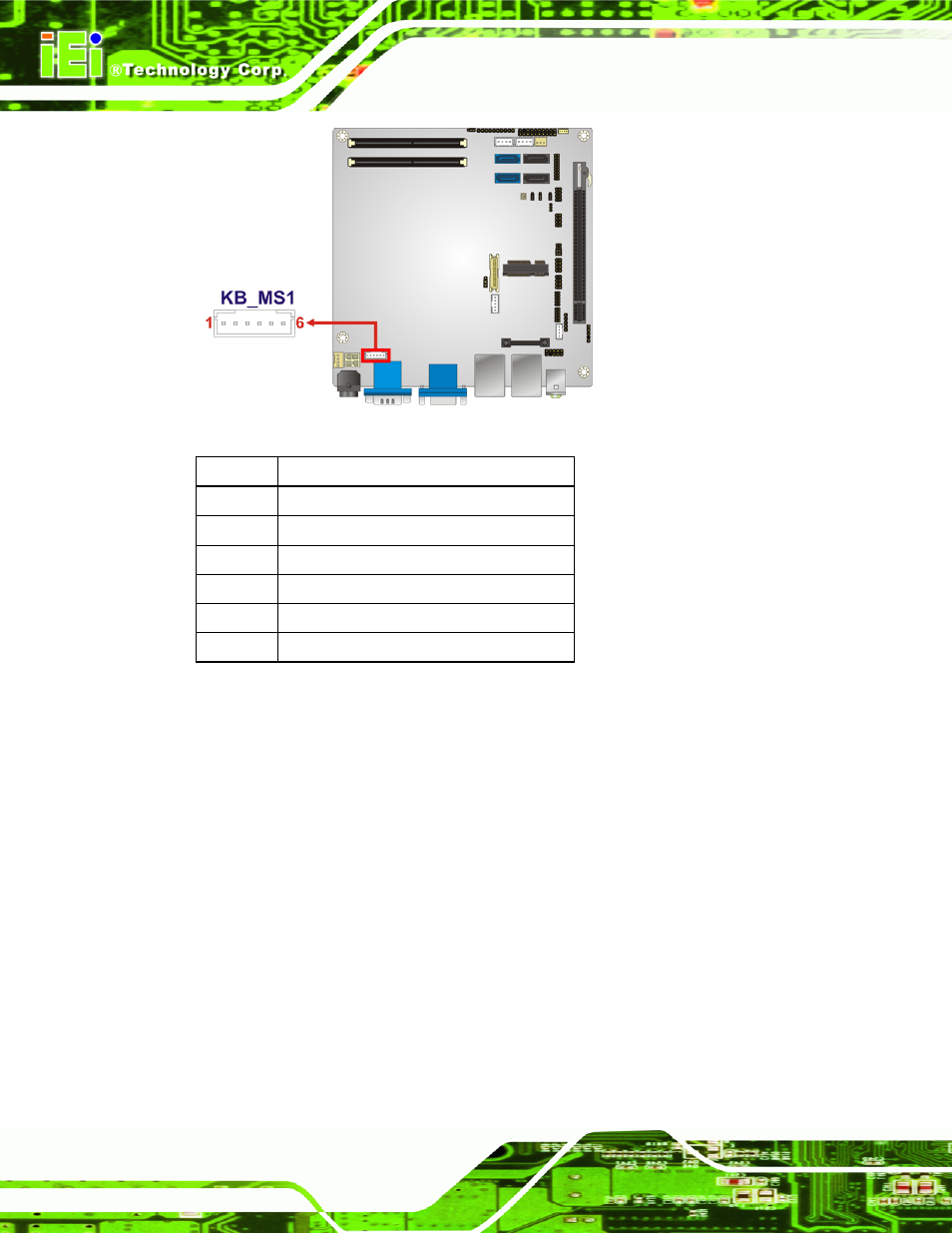 11 lvds connector, Figure 3-11: keyboard/mouse connector location, Table 3-12: keyboard/mouse connector pinouts | IEI Integration KINO-QM670 v1.04 User Manual | Page 41 / 185