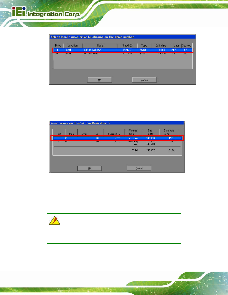 Figure c-14: select a local source drive | IEI Integration KINO-QM670 v2.01 User Manual | Page 147 / 186