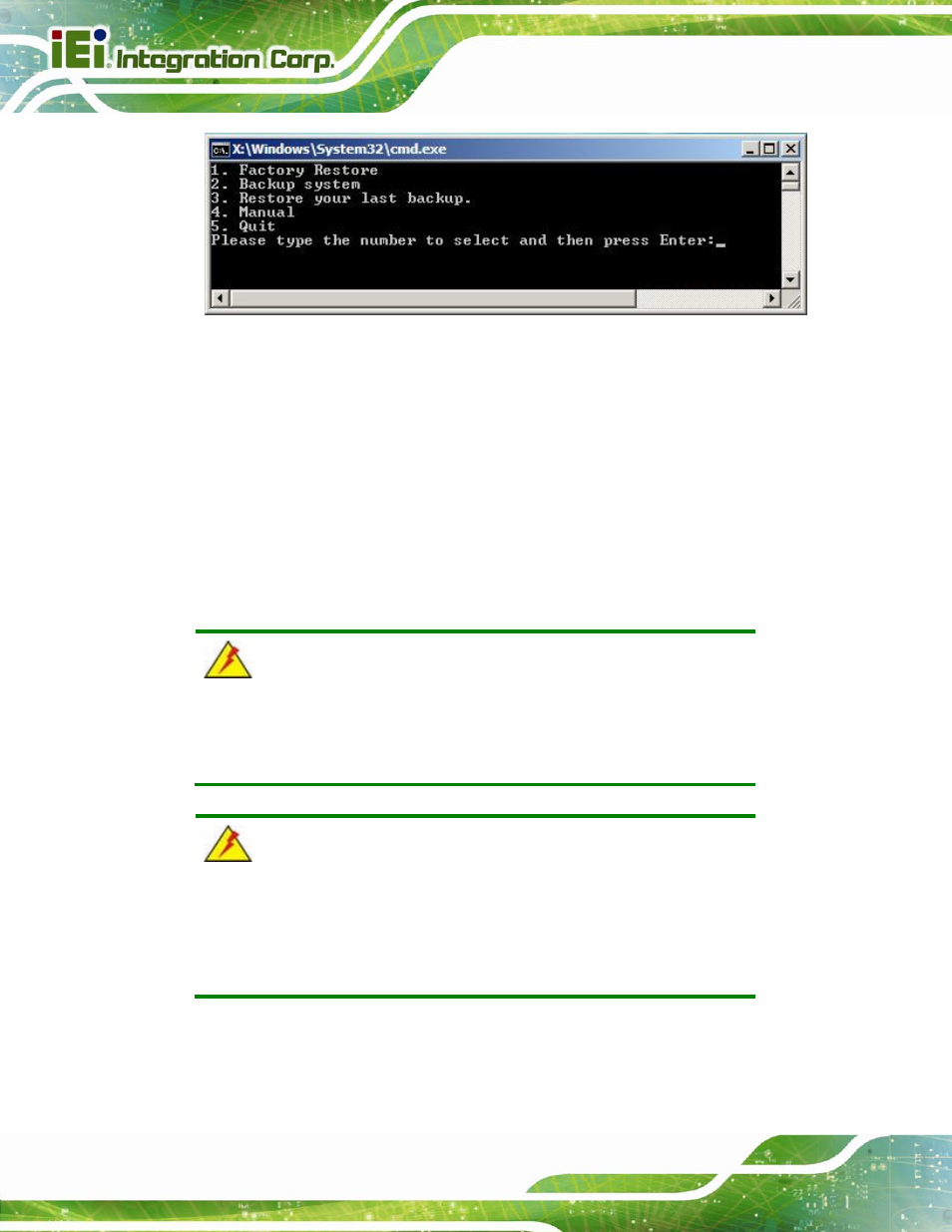 Figure c-34: recovery tool main menu | IEI Integration KINO-QM670 v2.01 User Manual | Page 159 / 186