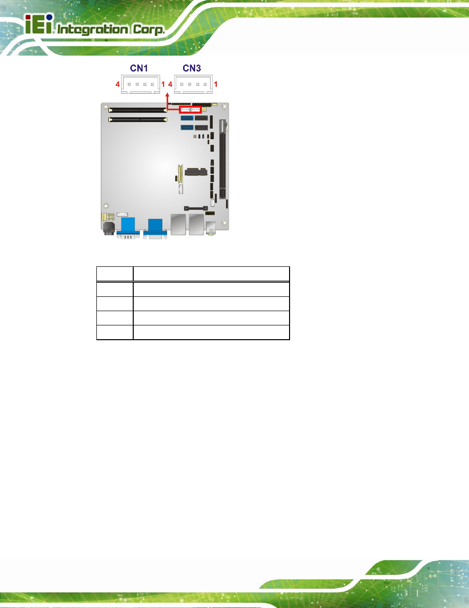 16 serial port connector (rs-232), Figure 3-16: sata power connector location, Table 3-17: sata power connector pinouts | IEI Integration KINO-QM670 v2.01 User Manual | Page 47 / 186