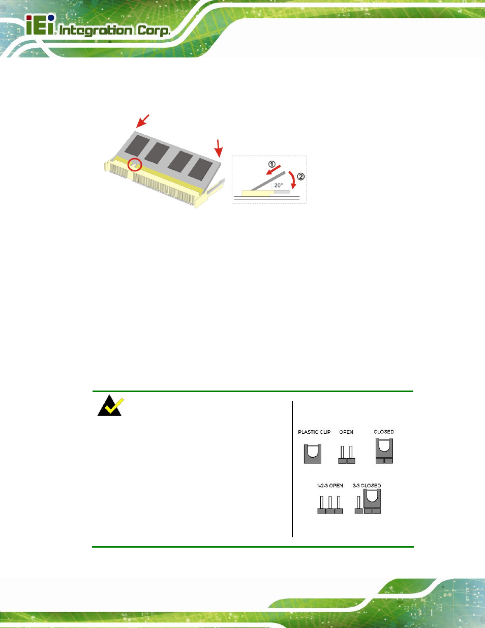 3 so-dimm installation, 5 jumper settings, Umper | Ettings, Figure 4-4: so-dimm installation, Figure 4-5: jumper locations | IEI Integration KINO-QM670 v2.01 User Manual | Page 69 / 186