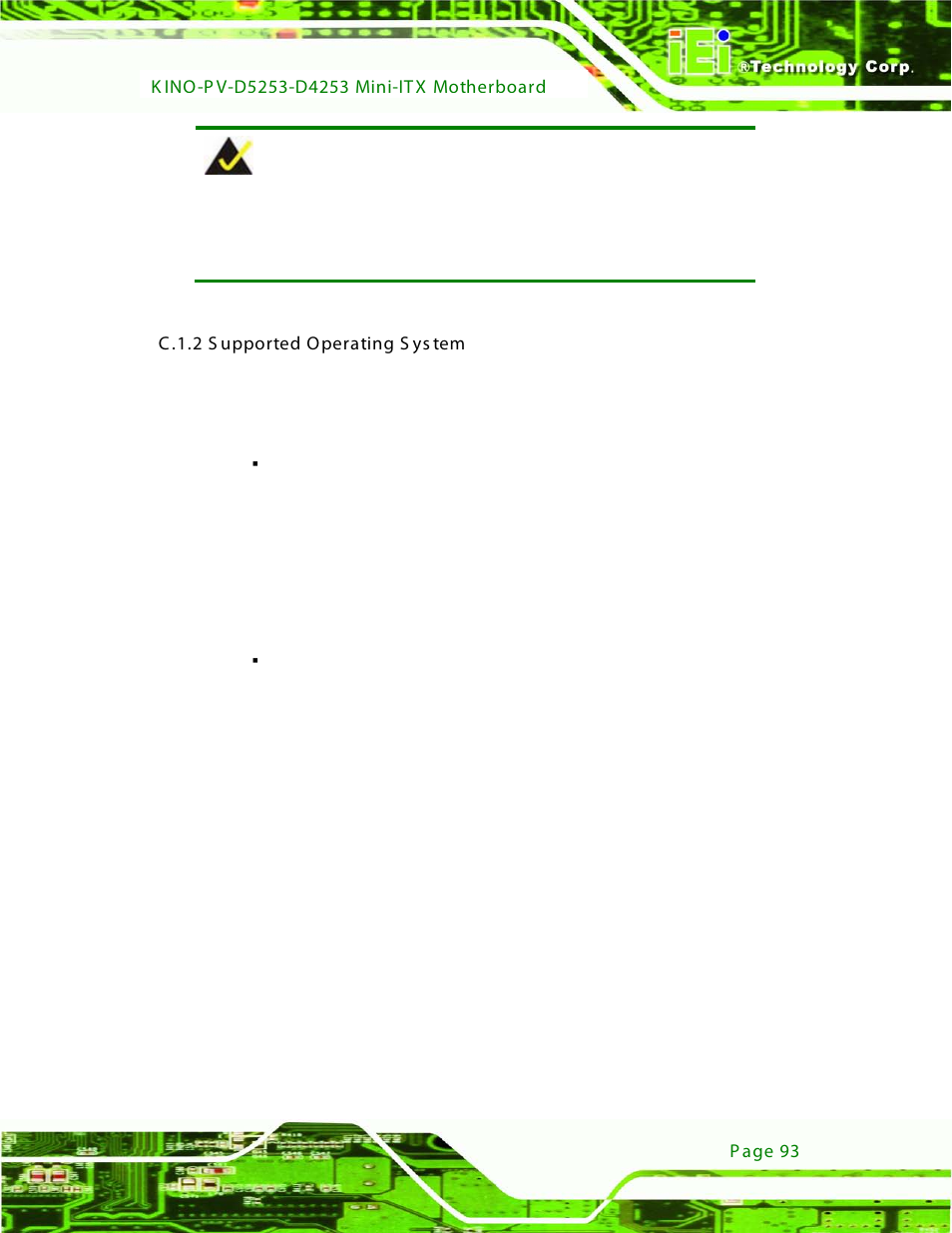 C.1.2 supported operating system | IEI Integration KINO-PV-D4253_D5253 User Manual | Page 105 / 139