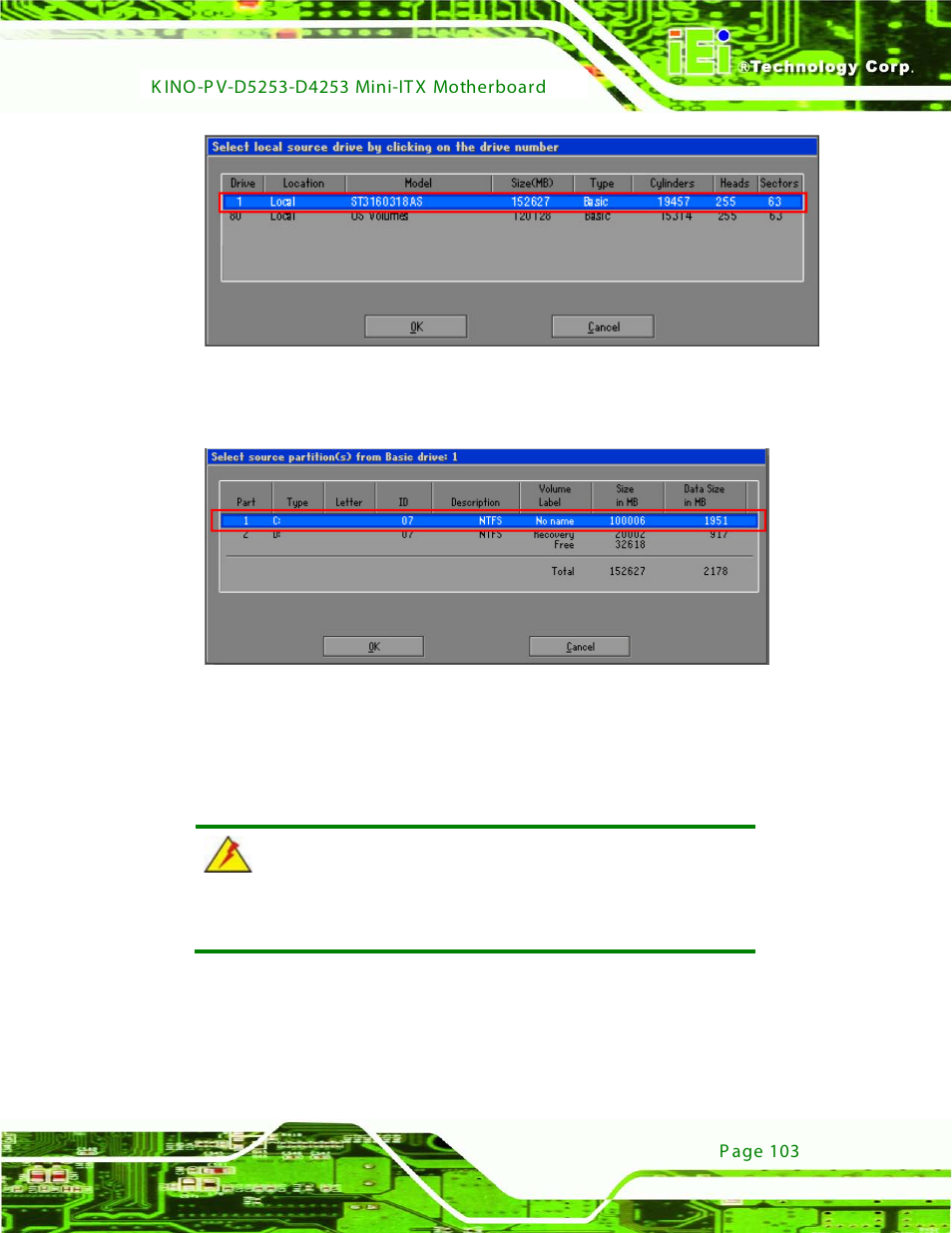 Figure c-14: select a local source drive | IEI Integration KINO-PV-D4253_D5253 User Manual | Page 115 / 139