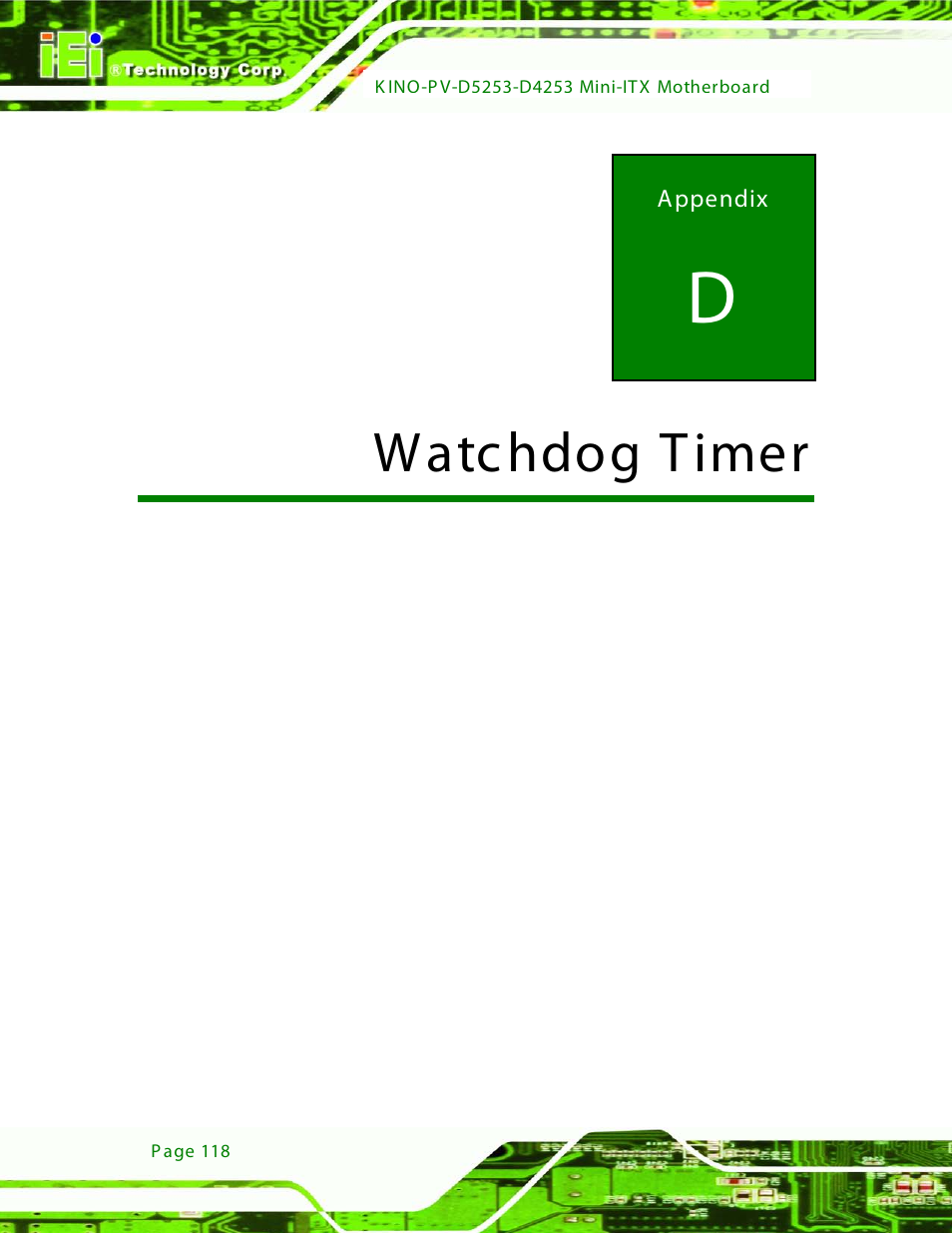 D watchdog timer, Dwatchdog timer | IEI Integration KINO-PV-D4253_D5253 User Manual | Page 130 / 139