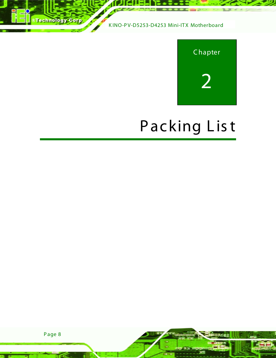 2 packing list, 2p acking l is t | IEI Integration KINO-PV-D4253_D5253 User Manual | Page 20 / 139