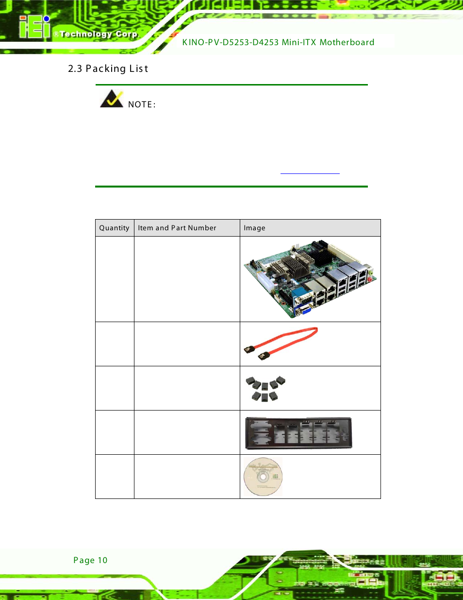 3 packing list, Acking, 3 p acking l is t | IEI Integration KINO-PV-D4253_D5253 User Manual | Page 22 / 139
