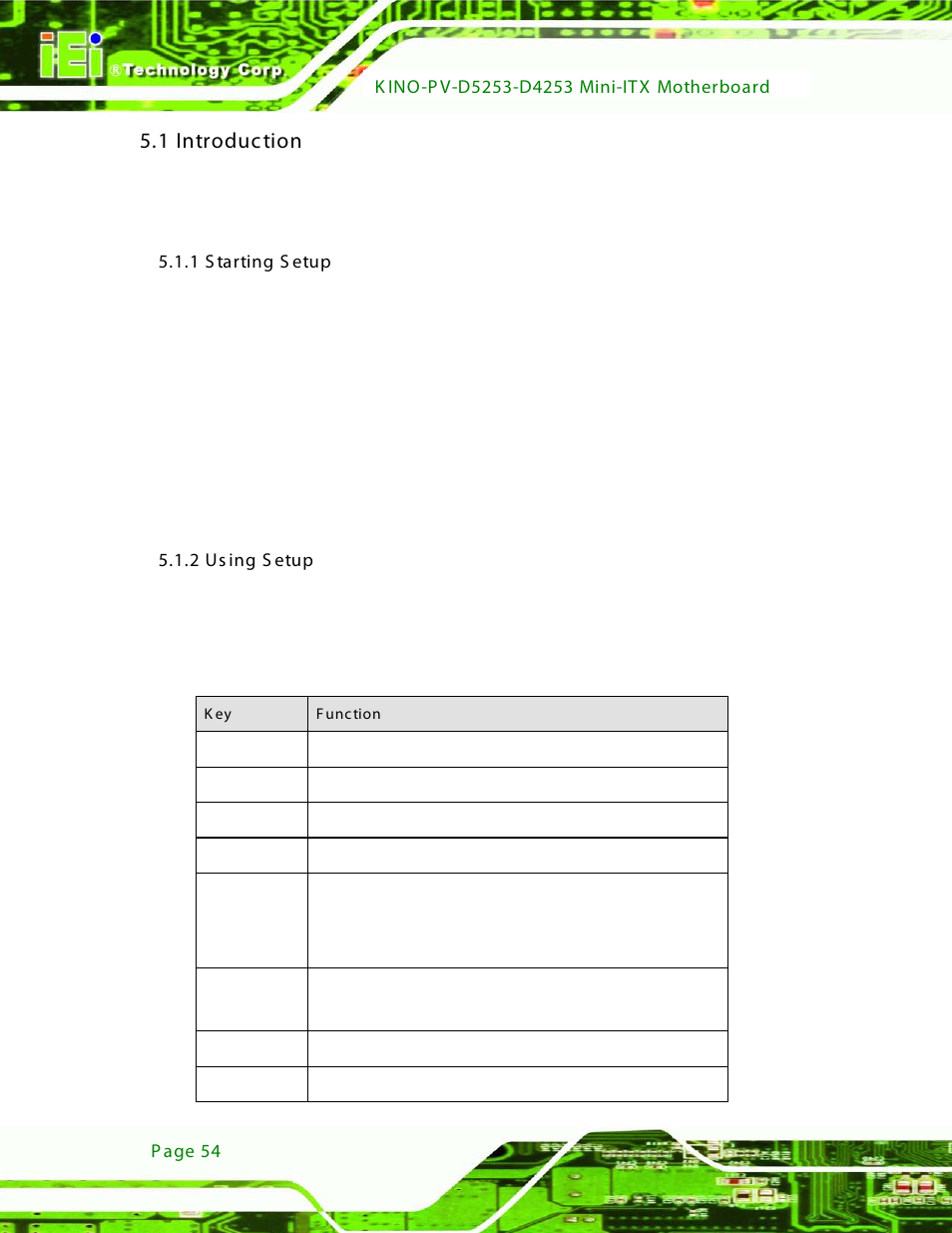 1 introduction, 1 starting setup, 2 using setup | Ntroduction | IEI Integration KINO-PV-D4253_D5253 User Manual | Page 66 / 139