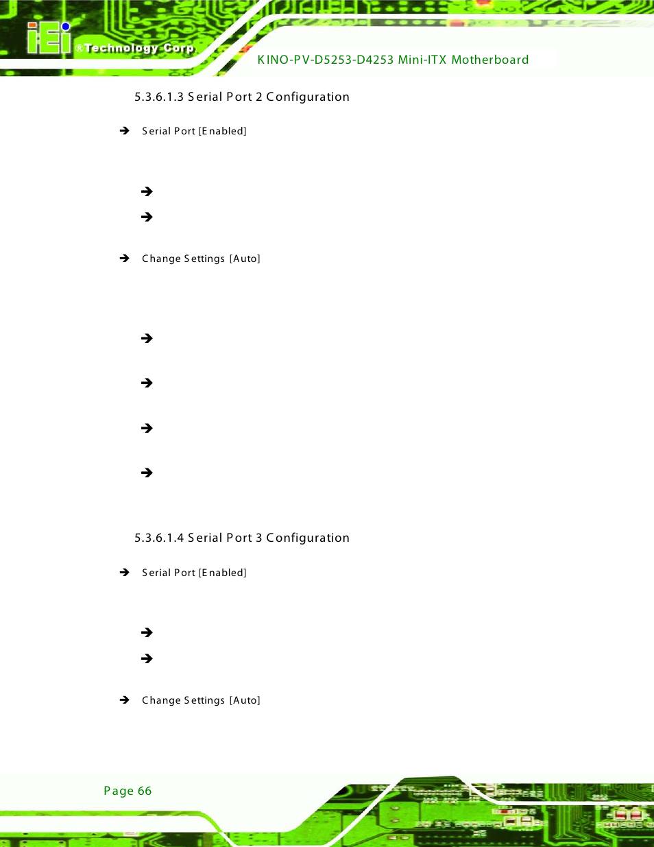 3 serial port 2 configuration, 4 serial port 3 configuration | IEI Integration KINO-PV-D4253_D5253 User Manual | Page 78 / 139