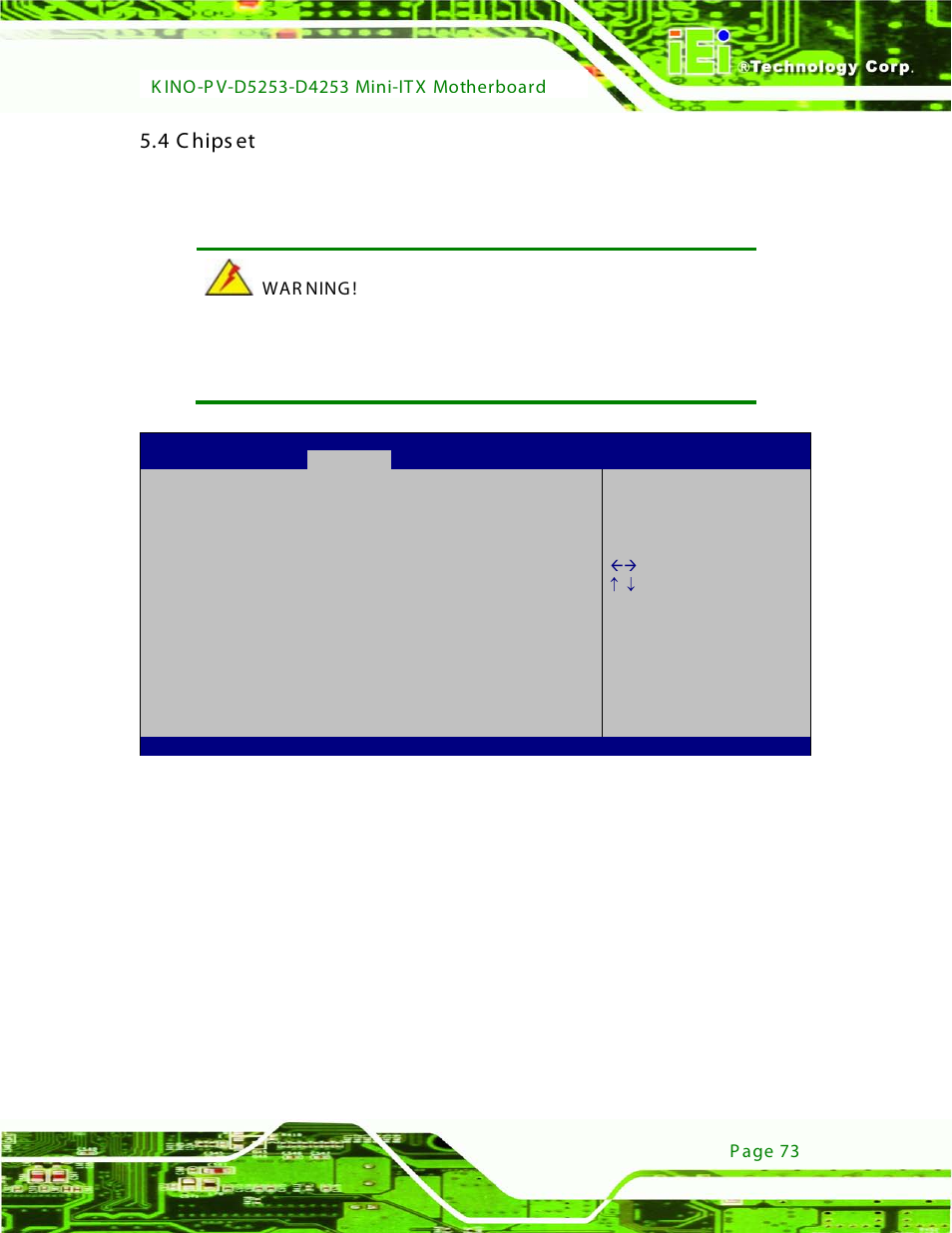 4 chipset, Hipset, Bios menu 13: chipset | 4 c hips et | IEI Integration KINO-PV-D4253_D5253 User Manual | Page 85 / 139