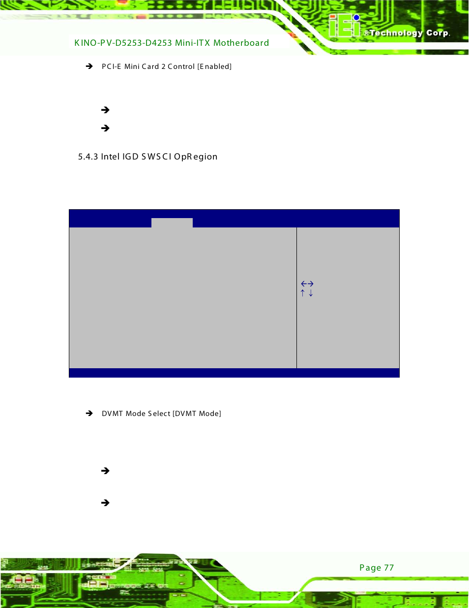 3 intel igd swsci opregion, Bios menu 16: south bridge chipset configuration | IEI Integration KINO-PV-D4253_D5253 User Manual | Page 89 / 139