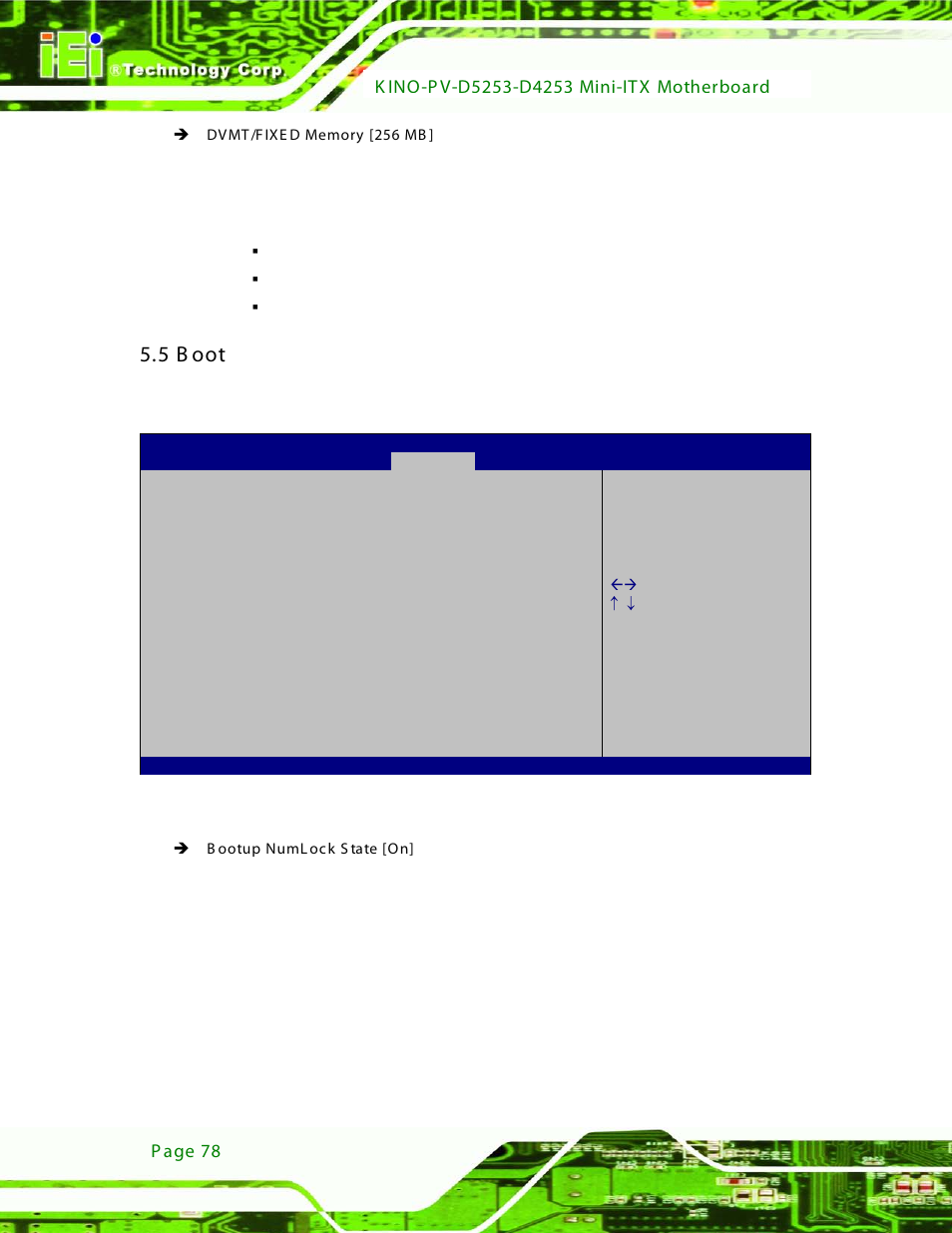 5 boot, Bios menu 17: boot, 5 b oot | IEI Integration KINO-PV-D4253_D5253 User Manual | Page 90 / 139