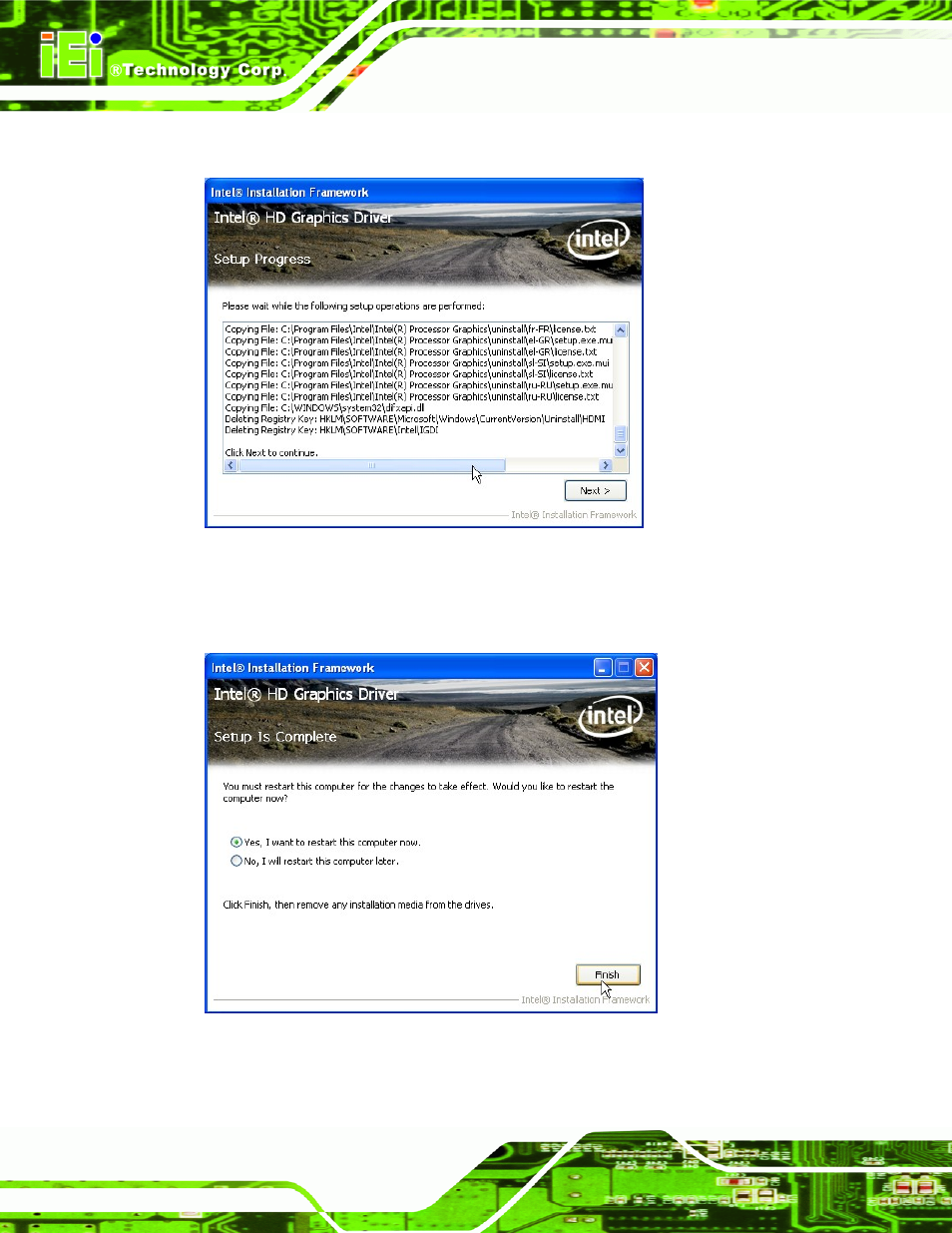Figure 6-11: graphics driver setup operations | IEI Integration KINO-DH610 User Manual | Page 114 / 162
