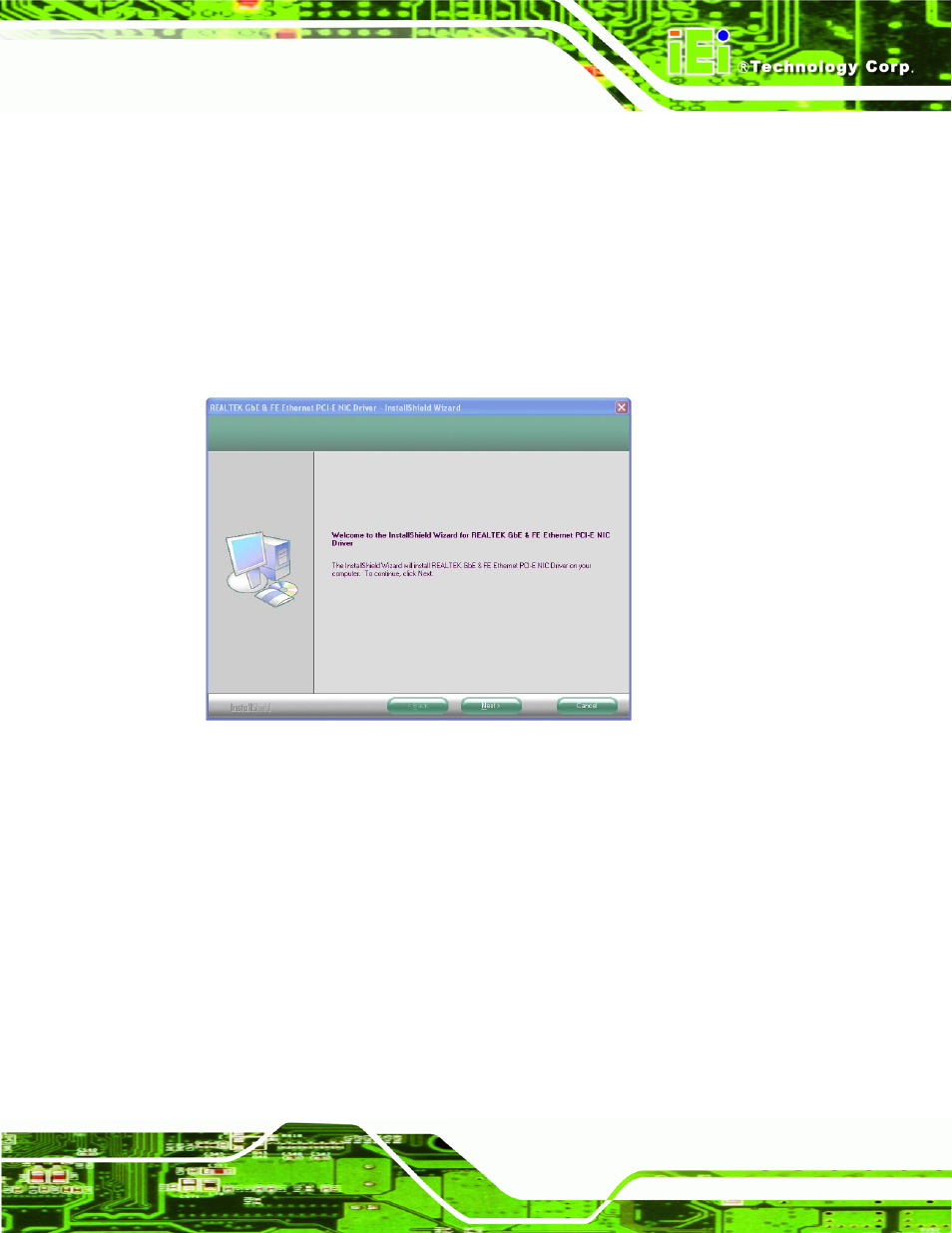 5 lan driver installation, River, Nstallation | Figure 6-13: lan driver welcome screen | IEI Integration KINO-DH610 User Manual | Page 115 / 162