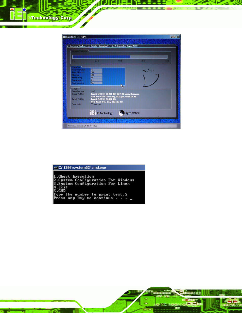 Figure b-8: build-up recovery partition, Figure b-9: press any key to continue | IEI Integration KINO-DH610 User Manual | Page 134 / 162