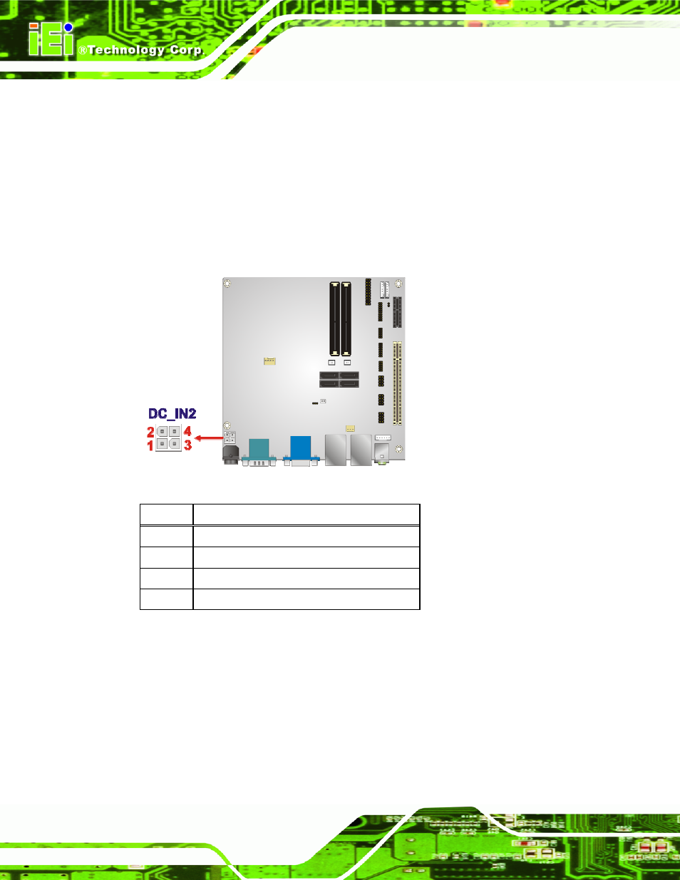 13 power connector, 14 sata drive connectors, Figure 3-14: power connector location | Table 3-12: power connector pinouts | IEI Integration KINO-DH610 User Manual | Page 40 / 162