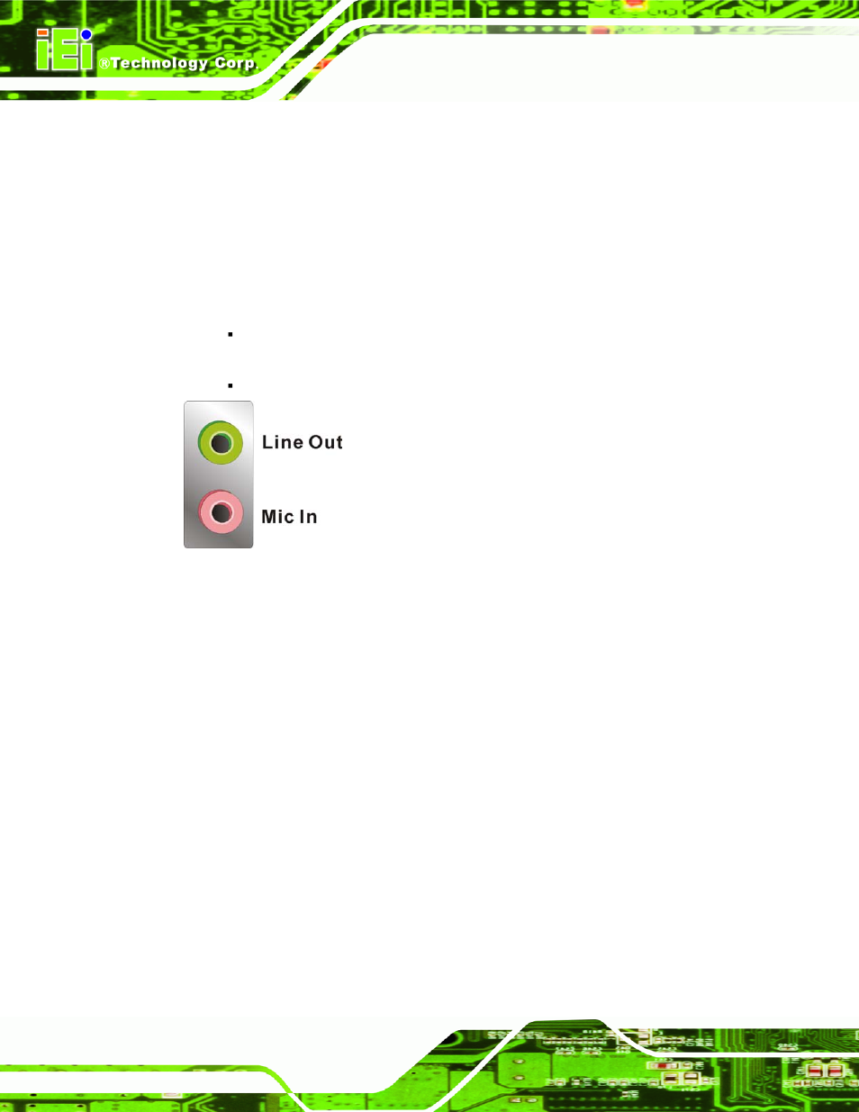 1 audio connector, 2 ethernet and usb connector, Figure 3-21: audio connector | IEI Integration KINO-DH610 User Manual | Page 46 / 162