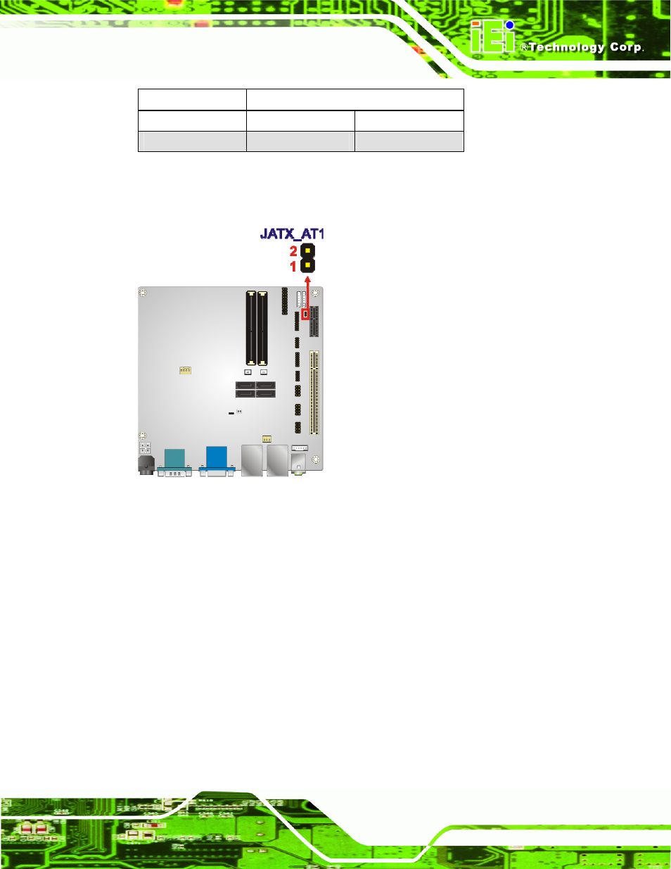 2 clear cmos jumper, Figure 4-9: at/atx mode select jumper location, Table 4-2: at/atx mode select jumper settings | Table 4-2, Figure 4-9, N in table 4-2 | IEI Integration KINO-DH610 User Manual | Page 61 / 162