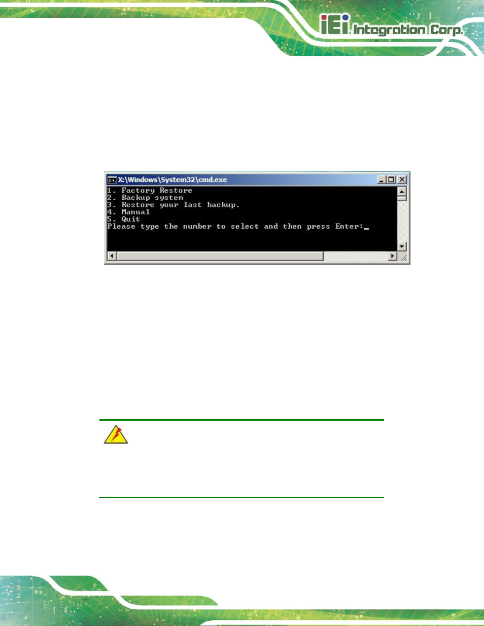 B.5 recovery tool functions, Ecovery, Unctions | Figure b-33: recovery tool main menu, B.5 re c o ve ry to o l fu n c tio n s | IEI Integration KINO-DH810 User Manual | Page 139 / 166
