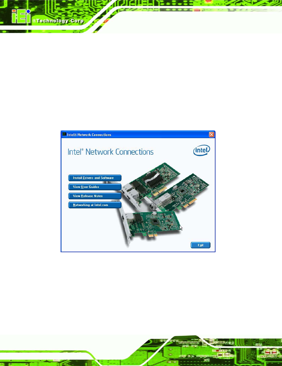 5 lan driver installation, River, Nstallation | Figure 6-13: intel® network connection menu, 5 lan drive r in s ta lla tio n | IEI Integration KINO-AQ670 User Manual | Page 122 / 197