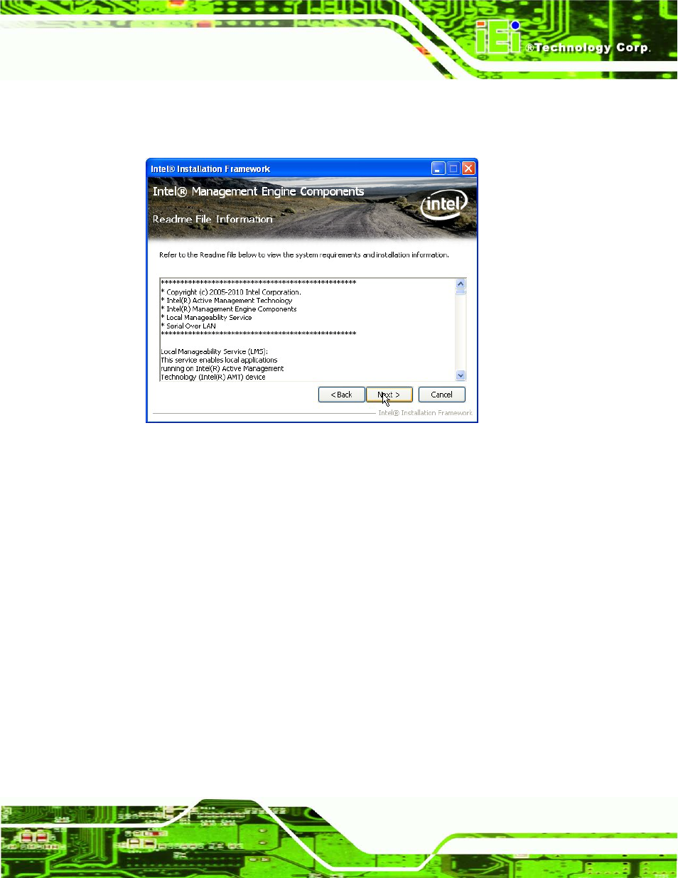 Figure 6-30: intel® me driver read me file | IEI Integration KINO-AQ670 User Manual | Page 133 / 197