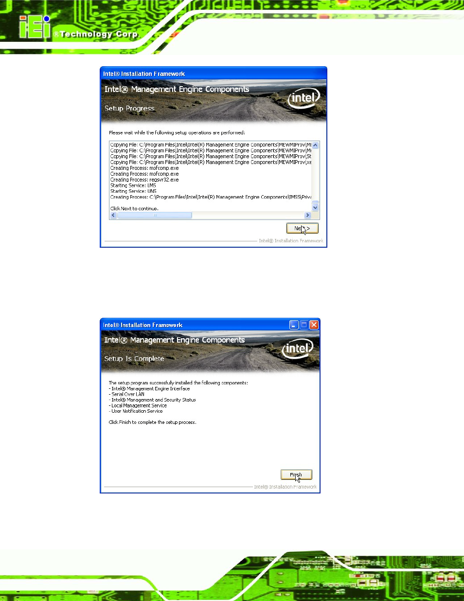 Figure 6-31: intel® me driver setup operations | IEI Integration KINO-AQ670 User Manual | Page 134 / 197