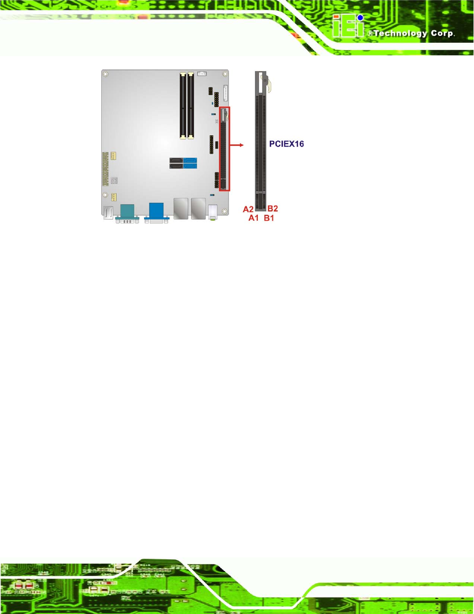 11 sata 3gb/s drive connectors, Figure 3-11: pcie x16 slot location | IEI Integration KINO-AQ670 User Manual | Page 39 / 197