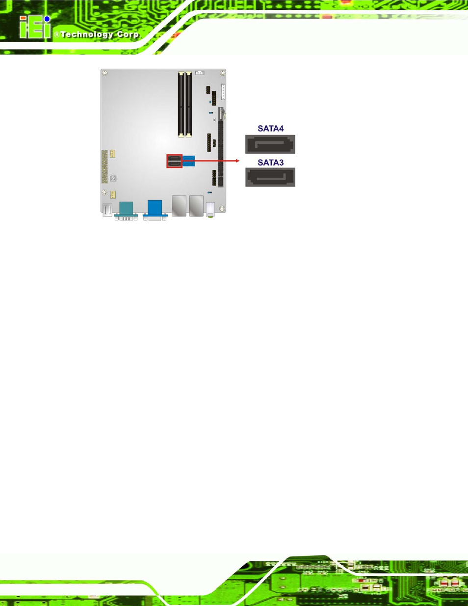 12 sata 6gb/s drive connectors, Figure 3-12: sata 3gb/s drive connector location | IEI Integration KINO-AQ670 User Manual | Page 40 / 197